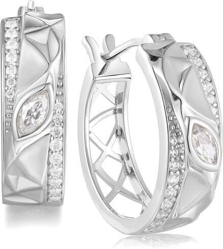 D Color VVS1 Clarity Moissanite 20mm أقراط هوب للنساء والرجال، الصلبة 925 الفضة الاسترليني مع الروديوم / مطلية بالذهب، أقراط هوجي دائرية الشكل، مجوهرات عيد الميلاد وعيد الحب in Saudi Arabia