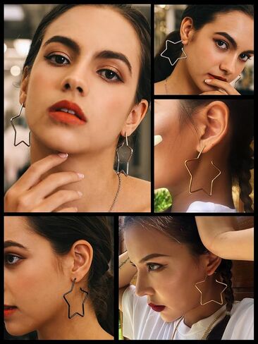 Richsteel Fashion Star Hoop Earrings for Women Stainless Steel Silver/Gold/Black Tone Star Earring Hoops Fit Sensitive Ears in Saudi Arabia
