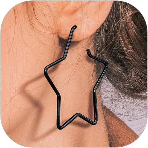 Richsteel Fashion Star Hoop Earrings for Women Stainless Steel Silver/Gold/Black Tone Star Earring Hoops Fit Sensitive Ears in Saudi Arabia