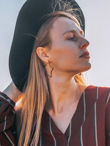 Richsteel Fashion Star Hoop Earrings for Women Stainless Steel Silver/Gold/Black Tone Star Earring Hoops Fit Sensitive Ears in Saudi Arabia