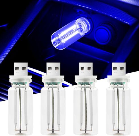 قطعتان من مصابيح USB الليلية للسيارة، 7 ألوان وأوضاع متعددة للتحكم باللمس، أضواء أجواء داخلية للسيارة، زجاجة زجاجية صغيرة محمولة للمركبات وغرف النوم والتخييم وديكورات العطلات (نمط متجمد) in Kuwait