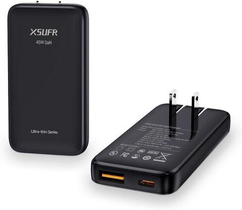 Flat 45W USB C Charger, Slim Wall Charger, Super Fast Charger with PPS, Folding Fast Charger with Dual Ports for Traveling, 45W PD Fast Charging for Laptops, Tablets, Phones in Saudi Arabia