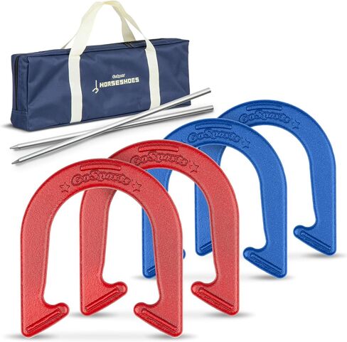 مجموعة ألعاب GoSports Steel Horseshoes - تتضمن 4 حدوات حصان و2 أوتاد وحقيبة حمل in Saudi Arabia