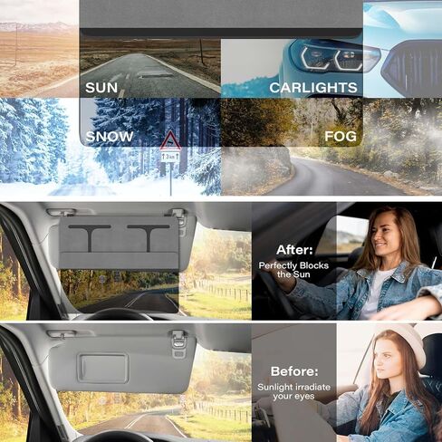 Sun Visor Extender for Car, Sun Blocker with PC Sunshade Lens,car Sun Visor with Lastest Adjustable Angle Design,Protect from Glare, UV Rays, Universal for Car, SUV-Black in Saudi Arabia