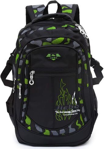 Boys Backpack Student Kids Bookbags Durable School Bags Big Heavy Duty Travel Waterproof (5-Green) in Saudi Arabia