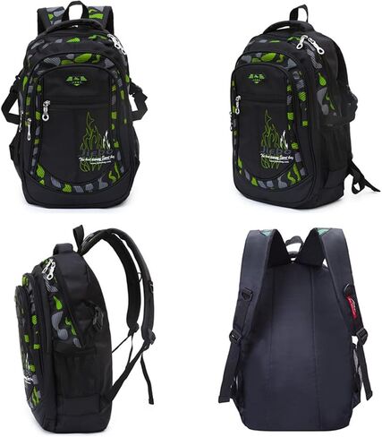 Boys Backpack Student Kids Bookbags Durable School Bags Big Heavy Duty Travel Waterproof (5-Green) in Saudi Arabia