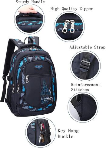 Boys Backpack Student Kids Bookbags Durable School Bags Big Heavy Duty Travel Waterproof (5-Green) in Saudi Arabia