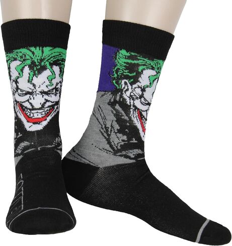 DC Comics Men's The Joker Inspired Designs 2-Pack Adult Novelty Mid-Calf Crew Socks Fits Shoe Sizes 8-12 in Saudi Arabia