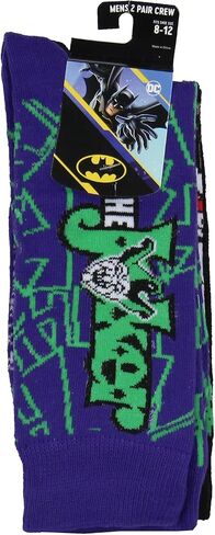 DC Comics Men's The Joker Inspired Designs 2-Pack Adult Novelty Mid-Calf Crew Socks Fits Shoe Sizes 8-12 in Saudi Arabia