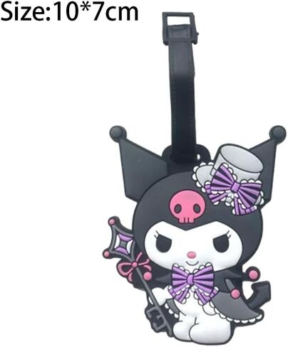 Adorable PVC Luggage Tag – Purple Cartoon Pattern for Kids & Adults (1pcs) – Durable 10x7cm Travel Accessory in Saudi Arabia