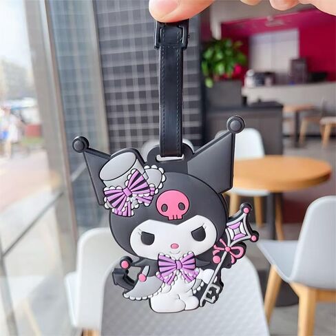 Adorable PVC Luggage Tag – Purple Cartoon Pattern for Kids & Adults (1pcs) – Durable 10x7cm Travel Accessory in Saudi Arabia