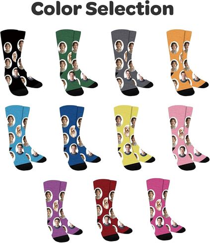 Bemaystar Custom Socks with Photo - Personalized Socks 1-3 Faces,Funny socks Gag Gifts White Elephant Gifts for Men Women in Kuwait