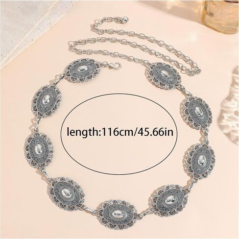 Floral Waist Chain Belt,45inch Long Waist Belt for Dress Pants,Metal Belly Chain Belt,Link Waist Belt Jewelry for Women in Saudi Arabia