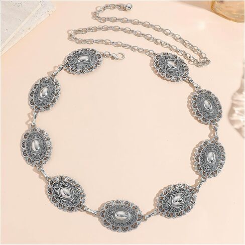 Floral Waist Chain Belt,45inch Long Waist Belt for Dress Pants,Metal Belly Chain Belt,Link Waist Belt Jewelry for Women in Saudi Arabia