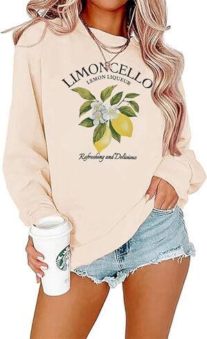 YALUCOR Women Lemon Sweatshirt Limoncello Pullover Tops Lemon Graphic Hoodies Casual Holiday Trip Long Sleeve Tees in Saudi Arabia