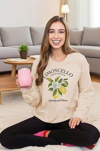 YALUCOR Women Lemon Sweatshirt Limoncello Pullover Tops Lemon Graphic Hoodies Casual Holiday Trip Long Sleeve Tees in Saudi Arabia