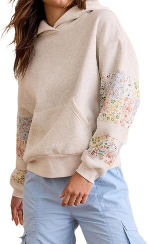 Cute Hoodies for Teen Girls Floral Embroidered Patchwork Hoodie Y2k Oversized Pullover Sweatshirt Preppy Streetwear in Saudi Arabia