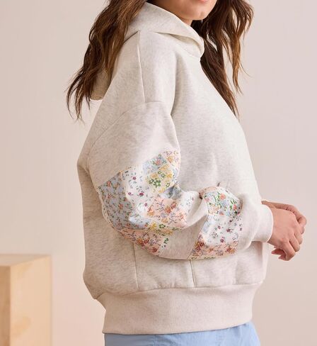 Cute Hoodies for Teen Girls Floral Embroidered Patchwork Hoodie Y2k Oversized Pullover Sweatshirt Preppy Streetwear in Saudi Arabia
