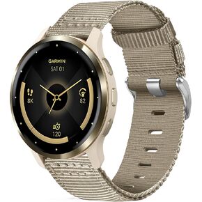 سوار نايلون مقاوم للاهتراء 18 مم متوافق مع Garmin Venu 3S/2S/Vivoactive 4S/Vivomove 3S، سوار معصم من النايلون المتين سريع الفك لـ Forerunner 265S/255S/Fossil Women's Gen 6/5E 42 مم in Kuwait