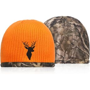 1 Pcs Reversible Camo Beanie for Men Windproof Hunting Hat Warm Winter Waterproof Cap for Cold Weather Ski Fishing in Kuwait
