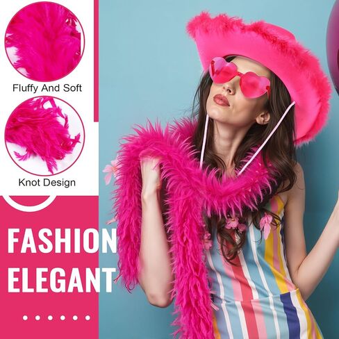 8 Pcs Pink out Football Game Outfit Accessories Cowboy Hat Sunglasses Feather Boas Eye Strips Pom Poms Sock for Women in Saudi Arabia