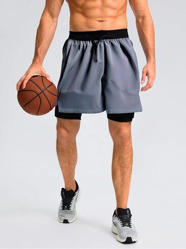 Mens Dark Grey Athletic Shorts Breathable Lightweight Running Shorts Ideal for Sports and Casual Wear Versatile Design in Saudi Arabia