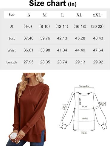 Sweatshirt for women Side Split Fall Fashion 2025 Long Sleeve Shirts Trending Now in Saudi Arabia