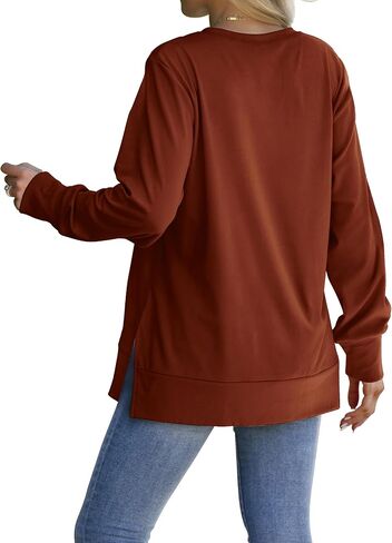 Sweatshirt for women Side Split Fall Fashion 2025 Long Sleeve Shirts Trending Now in Saudi Arabia