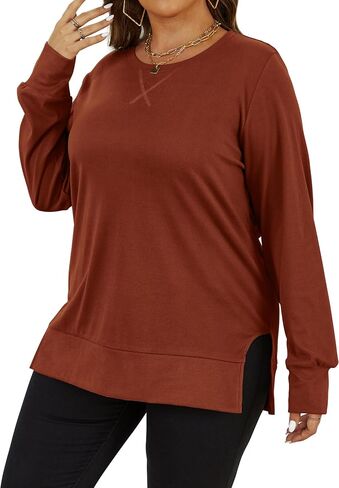 Sweatshirt for women Side Split Fall Fashion 2025 Long Sleeve Shirts Trending Now in Saudi Arabia