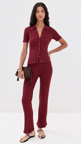 LE BOP Women's Ribbed Flare Pants in Saudi Arabia