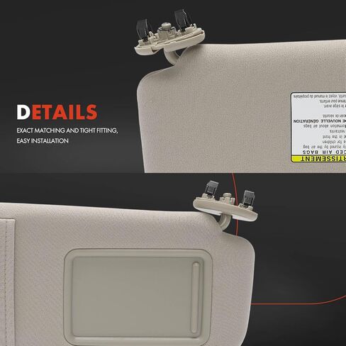 واقي الشمس للسائق والراكب A-Premium متوافق مع Toyota Camry 2007 2008 2009 2010 2011 - مع مرآة فانيتي، لون بيج - يستبدل 7432006780E0، 7431006750E0 in Saudi Arabia