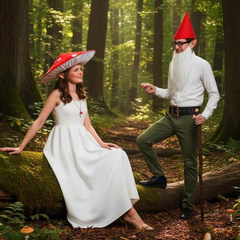 Mepase 7 Pcs Halloween Funny Gnome and Mushroom Costumes, Couple Costumes for Adult Mushroom Hat Renaissance Accessories Set Forest Dwarf Cosplay Halloween Medieval Fantasy Fairy Elf Accessories in Saudi Arabia