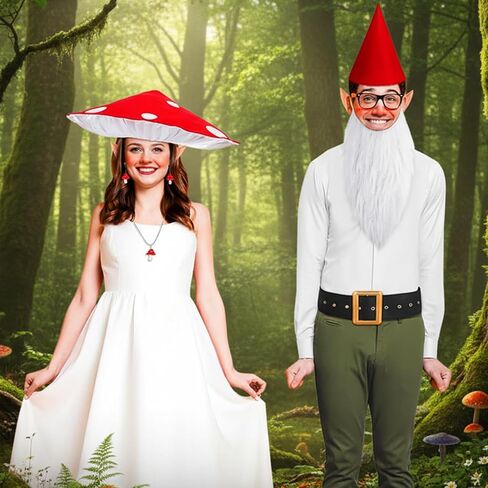 Mepase 7 Pcs Halloween Funny Gnome and Mushroom Costumes, Couple Costumes for Adult Mushroom Hat Renaissance Accessories Set Forest Dwarf Cosplay Halloween Medieval Fantasy Fairy Elf Accessories in Saudi Arabia