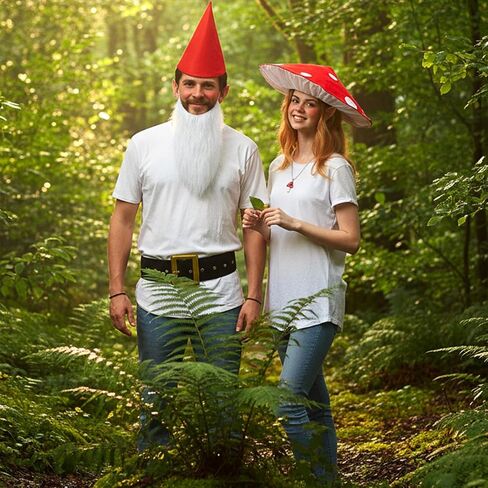 Mepase 7 Pcs Halloween Funny Gnome and Mushroom Costumes, Couple Costumes for Adult Mushroom Hat Renaissance Accessories Set Forest Dwarf Cosplay Halloween Medieval Fantasy Fairy Elf Accessories in Saudi Arabia