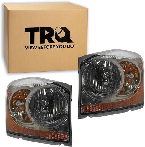 TRQ 2 Piece Headlight Assembly Set Driver & Passenger Side Compatible with 2004-2005 Dodge Durango CH2502147 CH2503147 in Saudi Arabia