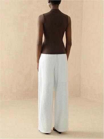WDIRARA Women's Summer Going Out Tank Top Asymmetrical Neck Ring Sleeveless Slim Fitted Tops in Saudi Arabia