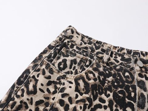 Y2k Jorts Cargo Jeans Leopard Print Jorts Cheetah Pants Denim Shorts Wide Leg Jeans Unisex Y2k Shorts Grunge Pants in Saudi Arabia