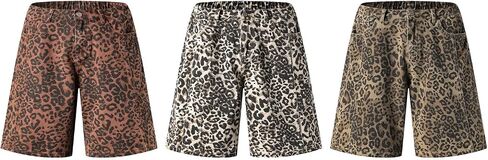 Y2k Jorts البضائع الجينز ليوبارد طباعة Jorts الفهد السراويل الدنيم السراويل واسعة الساق الجينز للجنسين Y2k السراويل الجرونج السراويل in Kuwait