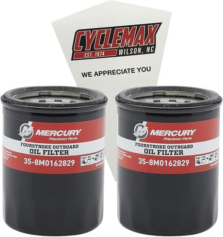 Two Pack Outboard Oil Filter compatible with Mercury 25-115hp Outboards 8M0162829-2PACK Contains Two FourStroke Outboard Oil Filter compatible with Mercury 25-115hp Outboards and a Funnel in Saudi Arabia
