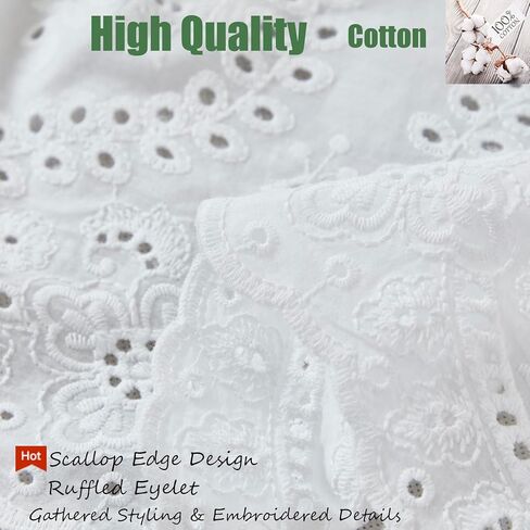 تنورة سرير الأطفال من Brandream Boho بوهيمية للفتيات الصغيرات من الدانتيل وكشكشة من الغبار - لون سادة بيج رومانسي كريمي أوف وايت مزرعة أنيقة 100% قطن كشكش جودة ممتازة in Kuwait