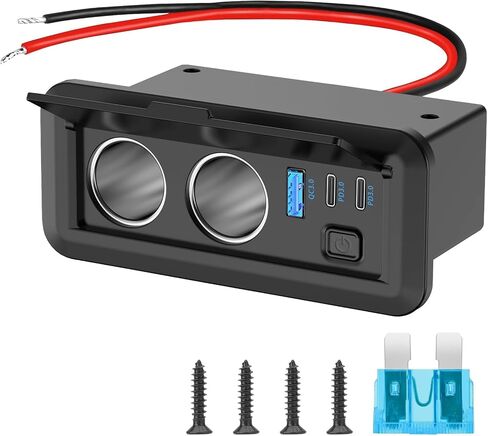 Linkstyle 5 in 1 Cigarette Lighter Splitter Adapter, Dual 120W Car Charger Splitter, Dual 30W PD3.0 USB-C & 18W QC3.0 USB-A Port with Switch for 12/24V Vehicle in Saudi Arabia