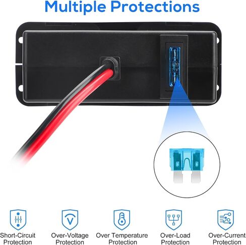 Linkstyle 5 in 1 Cigarette Lighter Splitter Adapter, Dual 120W Car Charger Splitter, Dual 30W PD3.0 USB-C & 18W QC3.0 USB-A Port with Switch for 12/24V Vehicle in Saudi Arabia