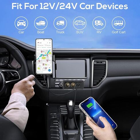 Linkstyle 5 in 1 Cigarette Lighter Splitter Adapter, Dual 120W Car Charger Splitter, Dual 30W PD3.0 USB-C & 18W QC3.0 USB-A Port with Switch for 12/24V Vehicle in Saudi Arabia