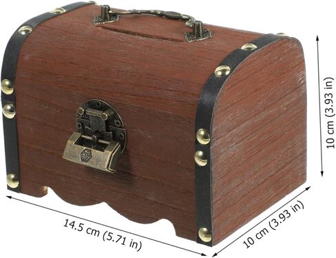 LIFKOME Vintage Wooden Treasure Chest Piggy Bank Lid Retro Coin Saving Jar for Boys and Girls Decorative Storage Box for Toys and Trinkets Antique Style Money Jar in Saudi Arabia