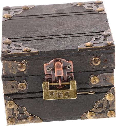 Vintage Wooden Jewelry Chest Treasure Box Decorative Keepsake Storage Organizer Lid Rustic Wood Box for Rings Bracelets and Trinkets for Home Decor in Kuwait