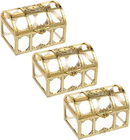 3pcs Plastic Treasure Chest Box Decorative Storage Boxes Jewelry Organizer Pirate Treasure Chest Toy in Saudi Arabia