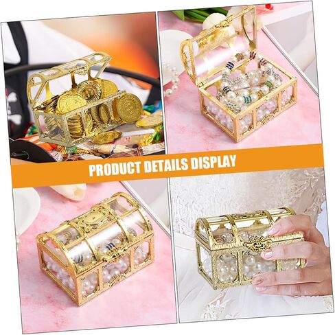 3pcs Plastic Treasure Chest Box Decorative Storage Boxes Jewelry Organizer Pirate Treasure Chest Toy in Saudi Arabia
