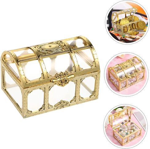3pcs Plastic Treasure Chest Box Decorative Storage Boxes Jewelry Organizer Pirate Treasure Chest Toy in Saudi Arabia