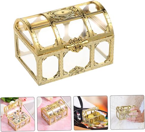 3pcs Plastic Treasure Chest Box Decorative Storage Boxes Jewelry Organizer Pirate Treasure Chest Toy in Saudi Arabia