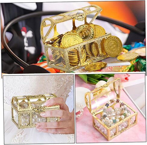 3pcs Plastic Treasure Chest Box Decorative Storage Boxes Jewelry Organizer Pirate Treasure Chest Toy in Saudi Arabia